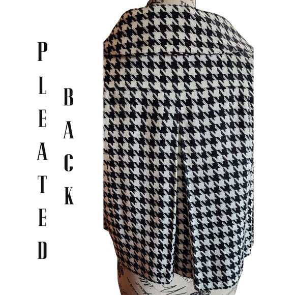 NWOT AGB Black and White Herringbone Cropped Swing Jacket Shawl Collar 4 Petite - Picture 4 of 7